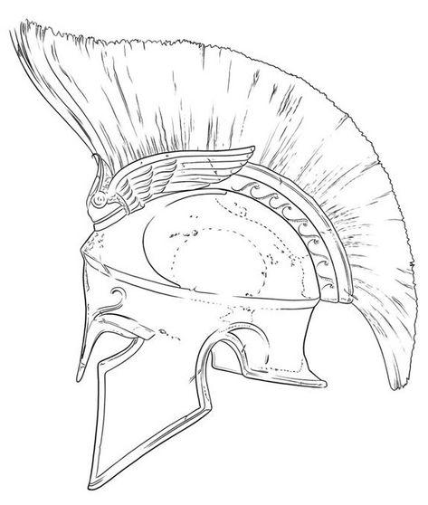 Achilles Helmet Drawing, Roman Helmet Drawing, Roman Helmet Tattoo, Achilles Drawing, Soldiers Drawings, Roman Drawings, Greece Drawing, Ancient Rome Projects, Greek Drawing