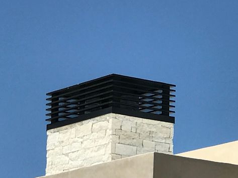 Chimney Design Modern, Chimney Shroud, Metal Chimney, Industrial Style Interior Design, Transitional Architecture, Fireplace Showroom, Chimney Design, Column Lighting, Fireplace Mantle Decor