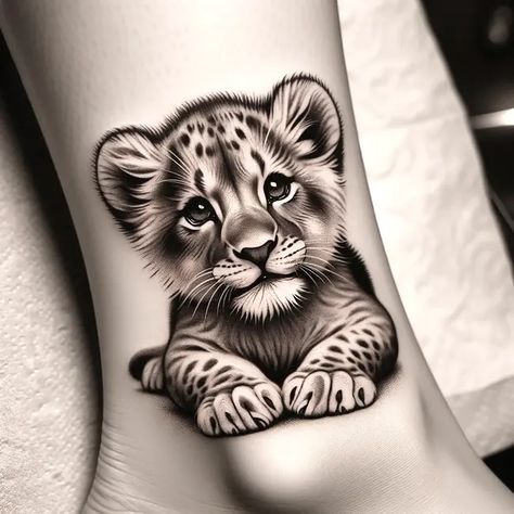 88 AI-created lion tattoo ideas that are indistinguishable from the real thing + meanings Lion With 2 Cubs Tattoo, Animal Ankle Tattoo, Baby Cub Tattoo, Cub Tattoo For Women, Lion And Butterfly Tattoo, Lion Cub Tattoo Design, Girlish Tattoo, Women Lion Tattoo, Lion Cubs Tattoo