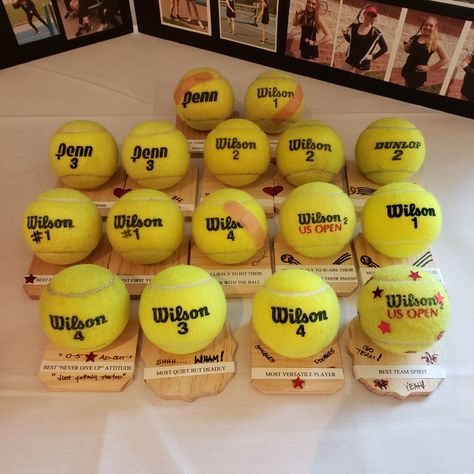 End Of Season Tennis Party, Tennis Survival Kit, Tennis Tournament Ideas, Tennis Awards Ideas, Senior Tennis Gift Ideas, Tennis Senior Night Ideas, Tennis Senior Night Gifts, Tennis Snacks, Tennis Senior Night