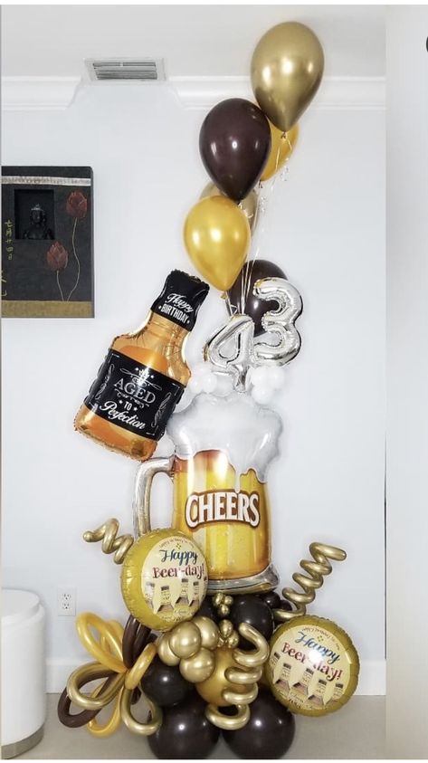 Mens Birthday Party Centerpieces, Beer Birthday Party, Happy Beer, Party Balloons Diy, 30th Birthday Decorations, Birthday Background Images, Cheer Party, Birthday Party Centerpieces, Mens Birthday Party