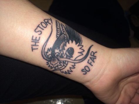 tssf // the story so far Tssf Tattoo, The Story So Far Tattoo, Far Tattoo, The Story So Far, Black Tattoos, Traditional Tattoo, Tattoos And Piercings, Tatting, Tattoo Ideas