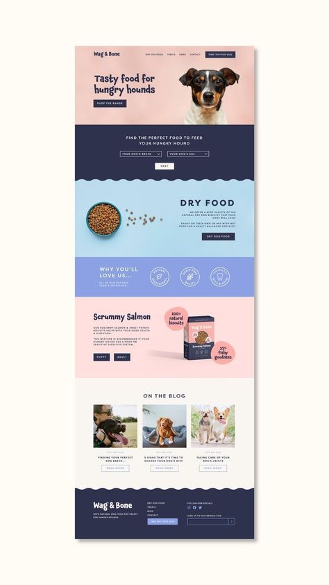 #design #aesthetic #friendly🏷️ Dog Food Website Design, Petshop Website Design, Figma Website Design Ideas, Dog Food Logo Design, Dog Website Design, การออกแบบ Ui Ux, Bold Website, Website Branding Design, Dog Website