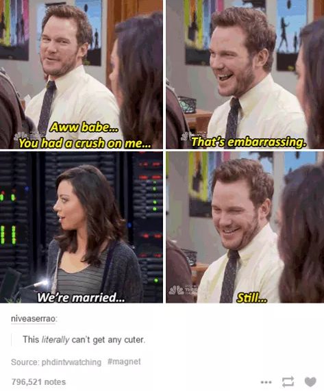 Smol dump 35 - Imgur Andy And April, Crush On Me, Parks And Recs, Meme Page, Parks And Rec, Tv Screen, Parks N Rec, Chris Pratt, Funny Couples