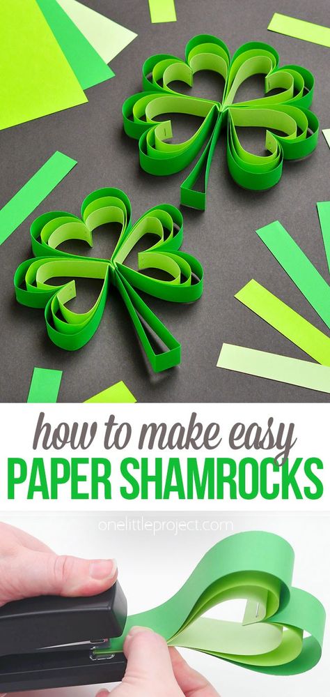 Paper Shamrocks, Shamrock Craft, St. Patrick's Day Diy, St Patricks Crafts, Irish Crafts, Paper Wall Hanging, Creative Diy Gifts, Paper Flower Crafts, Simple Craft