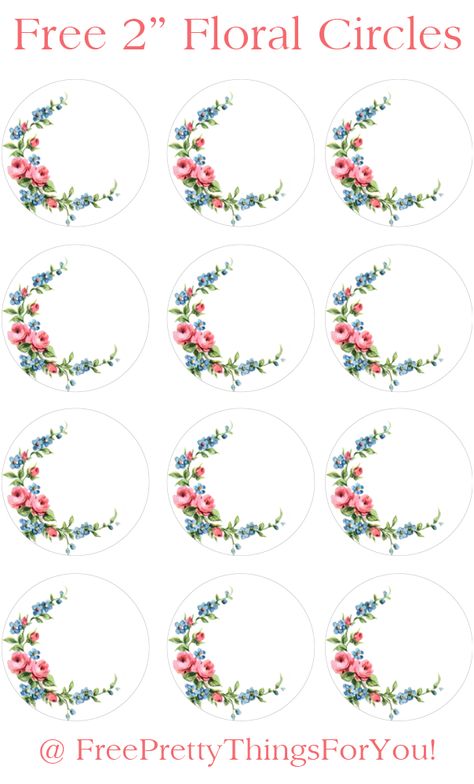 Free Label Templates, Printable Circles, Eid Stickers, Eid Crafts, Labels Printables Free, Circle Labels, Free Labels, Round Labels, Pretty Flower