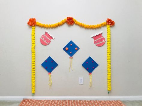 Diy Kite Decorations Wall Art, Bornan Baby Decoration, Bornahan Decoration Ideas At Home, Sankranthi Photoshoot Ideas, Bhogi Decoration Ideas, Bhogipallu Decorations, Bhogi Pallu Decoration At Home For Kids, Bogi Pallu Decoration At Home, Haldi Kunku Decoration At Home