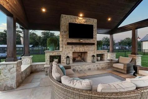 outdoor fireplace designs - Google Search Outdoor Patio Extension, Freestanding Patio, Patio Extension, Outdoor Living Space Design, Outdoor Fireplace Designs, Outdoor Fireplace Patio, Outdoor Patio Designs, Outdoor Pavilion, Patio Fireplace