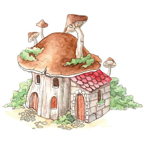 Cottagecore Drawing, Cottagecore Art, Mushroom Drawing, Easy Canvas Painting, Mushroom House, House Drawing, Arte Sketchbook, Arte Inspo, Mushroom Art