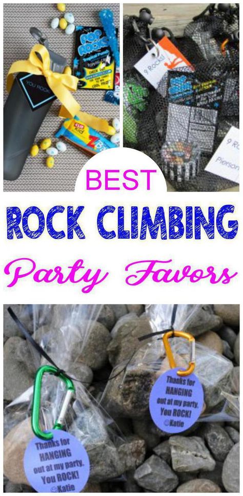 Rock Climbing Party Favors! Rock Climbing birthday party bags, goodie bag & more ideas. Get the best Rock Climbing birthday party ideas. Best ideas for boys and girls for a bday or classroom party. Candy, gum, toys & more kids and children of all ages will love. DIY or buy some fun Rock Climbing party favors. Find Rock Climbing birthday party ideas now! Rock Climbing Quotes, Rock Climbing Wedding, Rock Climbing Cake, Kids Rock Climbing, Climbing Party, Rock Climbing Party, Rock Climbing Gifts, Party Favor Ideas, Climbing Gifts