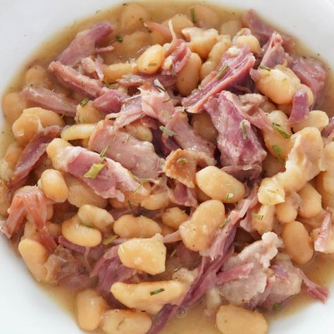 Instant Pot Ham & Beans - A Pressure Cooker Kitchen Ham Hocks And Beans Instant Pot, Instant Pot Ham Recipe, Ham Beans, Pressure Cooker Ham, Ham Hock Recipes, Ham Hocks And Beans, Pressure Cooker Beans, Beans And Ham, Instant Pot Ham