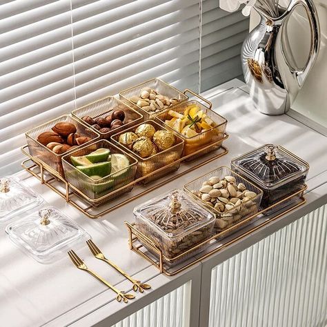 Light Luxury Fruit Plate Partition Platter Living Room Dried Fruit Tray Candy Snack Storage Box Bar Nut Snack Dish Serving Tray _ - AliExpress Mobile Dry Fruit Tray Decoration Ideas, Dry Fruit Tray, Crudite Platter, Dry Fruit Box, Fruit Lunch, White Tableware, Dessert In A Jar, Nut Snacks, Dry Fruit