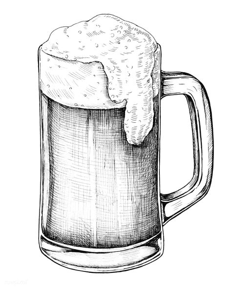 Drink Sketch, Beer Drawing, Hatch Drawing, Beer Tattoos, Blue Sketch, Beer Illustration, Free Illustration Images, Pen Art Drawings, Surfboard Art