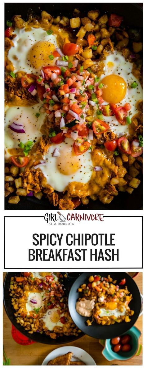 This Spicy Chipotle Breakfast Hash Browns is a great way to use up leftovers and make an epic breakfast for the family! This one uses just a few russet potatoes and fresh eggs for a quick and simple meal. It's great for weekend brunching. Breakfast Hash Recipes, Carnivore Recipes, Quick Delicious Meals, Breakfast Hashbrowns, Hashbrown Breakfast Casserole, Hash Recipe, Breakfast Hash, Breakfast Potatoes, Hash Browns