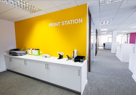 Print station Office Printer Station Design, Office Shipping Station, Printer Station Ideas, Office Printing Station, Office Printer Station, Home Office Design Layout, Printing Station, Modern Office Design Inspiration, Printer Station