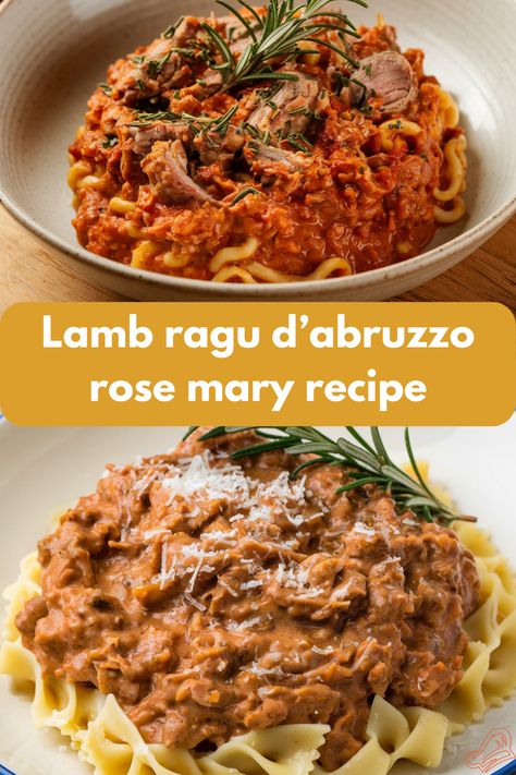 lamb ragu d’abruzzo rose mary recipe Authentic Pasta Sauce, Abruzzo Recipes, Authentic Pasta, Lamb Ragu, Rose Mary, Sunday Dinners, Lamb Shoulder, Rustic Italian, Cheese Pasta