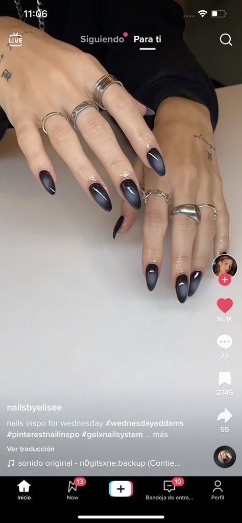 Addams Family Nail Design, Wednesday Themed Nails, Halloween Nails Wednesday Addams, Addams Family Nails, Wednesday Addams Nails, Wednesday Nails, Future Room, Wednesday Addams, Nails Art