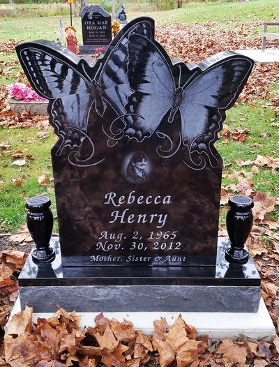 Special Shape Monument Butterflies ~.~ Gravestone Ideas Beautiful, Tomb Stones, Tombstone Designs, My Beautiful Daughter, Stone Design, Colorful Butterflies, Tombstone, True Story, Chalkboard Quote Art