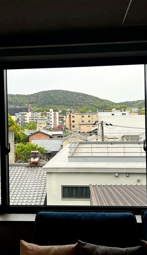 Kyoto Japan Hotel Window View Skylines Buildings Architecture Aesthetic Ocean City Centre Mountains Trees Sky Clouds Houses House Rainy Season Hotel Window View, Hotel Window, Japan Hotel, Window View, Kyoto Japan, Kyoto, Travel Destinations, Apartment, Japan