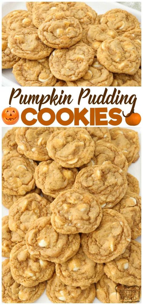 Easy 9x9 Desserts, Pumpkin Pudding Cookies, Pumpkin Cookies Easy, Cookie Contest, School Cookies, Cookie Crumble, Pumpkin Pudding, Diy Easy Recipes, Pudding Cookies