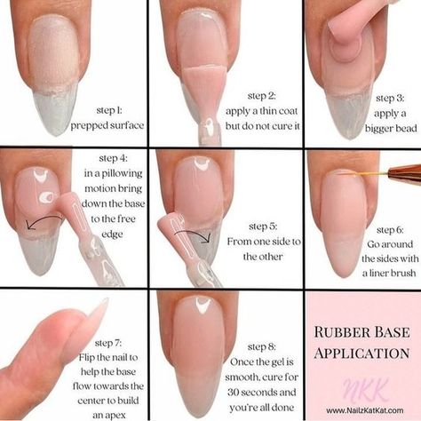 Rubber Base Gel Nails, Rubber Base Nails, Rubber Gel Nails, Diy Nails Easy, Gel Nail Tutorial, Beautiful Monster, Business Nails, Acrylic Nails At Home, Nail Courses