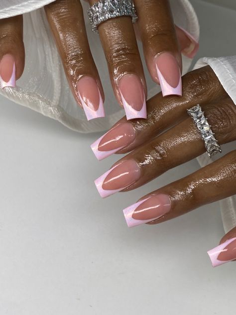 Pink Nails Crome, Pink Chrome Pedicure, French Tips With A Heart, Pink Chrome Tips, Real Nail Designs, Chrome Pedicure, Pink French Tips, Chrome Tips, Pink Chrome Nails