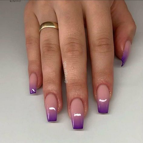 Acrylic Nail Coffin, Ongles Gel French, Nail Coffin, Lemon Nails, Purple Ombre Nails, Violet Nails, Almond Shaped Nails, Nail Designs Acrylic, Ombre Acrylic