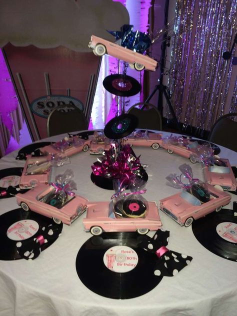 1950s Party Ideas, Elvis Birthday Party, Pink Record, 50s Party Decorations, Grease Themed Parties, Grease Theme, Elvis Birthday, Grease Party, 50s Theme Parties