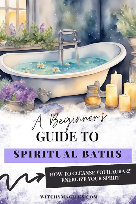 Unwind and revitalize your soul with the transformative magic of spiritual baths. Our guide walks you through every step of the ritual, from preparing your sacred space to selecting the ideal ingredients for your personalized soak. Ready to release negativity, restore balance, and embrace inner peace? Start your journey now! #SpiritualBathing #SelfLove #AuraCleansing #Renewal #Wellbeing Bath Magic Spells, Bath Rituals Witch Recipes, Spiritual Bath Recipes, Ritual Bath Recipes, Seashells Witchcraft, Witchcraft Bath, Witchcraft Resources, Bath Oil Recipe, Bath Magic