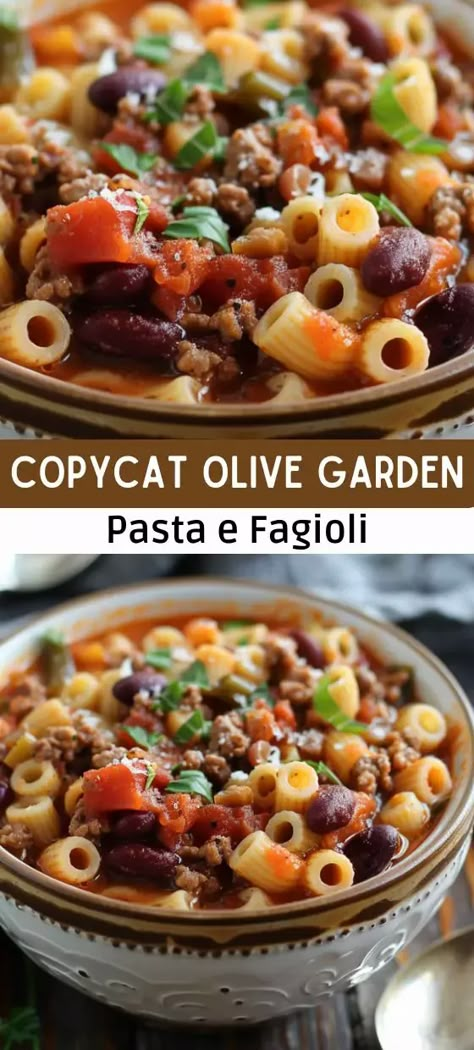 Olive Garden Pasta Fagioli Recipe, Copycat Olive Garden Soup, Pasta Fagioli Crockpot, Copycat Olive Garden Pasta, Olive Garden Copycat Recipes, Olive Garden Pasta Fagioli, Olive Garden Soup, Olive Garden Soups, Garden Soup