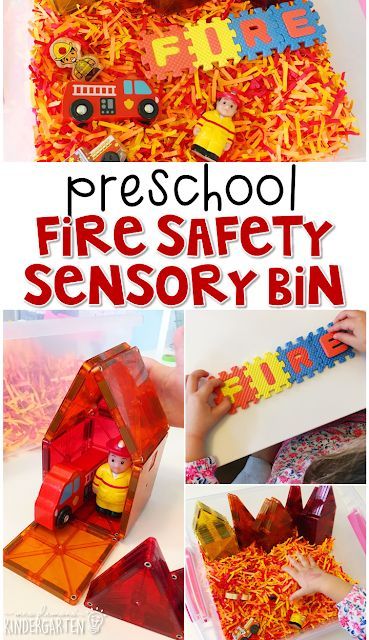 Preschool: Fire Safety - Mrs. Plemons' Kindergarten Safety Sensory Bin, Fire Safety Sensory Bin, Fire Safety Theme Preschool, Preschool Fire Safety, Fire Safety Lesson Plans, Fire Safety Lessons, Fire Safety Preschool Crafts, Fire Safety Crafts, Fire Safety Unit