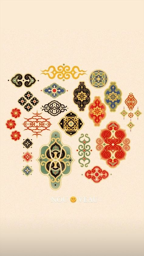 Tibetan Tattoo Symbols, Chinese Elements Design, Simple Unique Tattoos, Chinese Motifs, Flor Tattoo, Chinese Pattern, Ornament Drawing, Thai Tattoo, Mandala Design Pattern