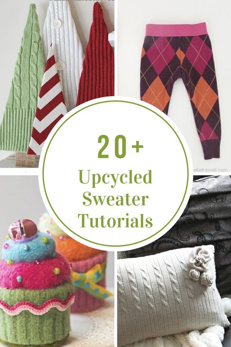 Sharing 30 Upcycled Sweater Tutorials that are not only great for warmth but would make some amazing handmade gifts for Christmas this year. Old Sweater Diy, Old Sweater Crafts, Sweater Tutorial, Upcycled Sweaters, Clothes Upcycle, Upcycled Sweater, Upcycle Clothes Diy, Recycled Sweaters, Recycled Sweater