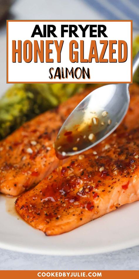 Salmon In Air Fryer, Air Fryer Recipes Salmon, Air Fryer Easy, Air Fryer Fish Recipes, Honey Glazed Salmon, Air Fryer Salmon, Honey Garlic Salmon, Honey Salmon, Air Fryer Fish