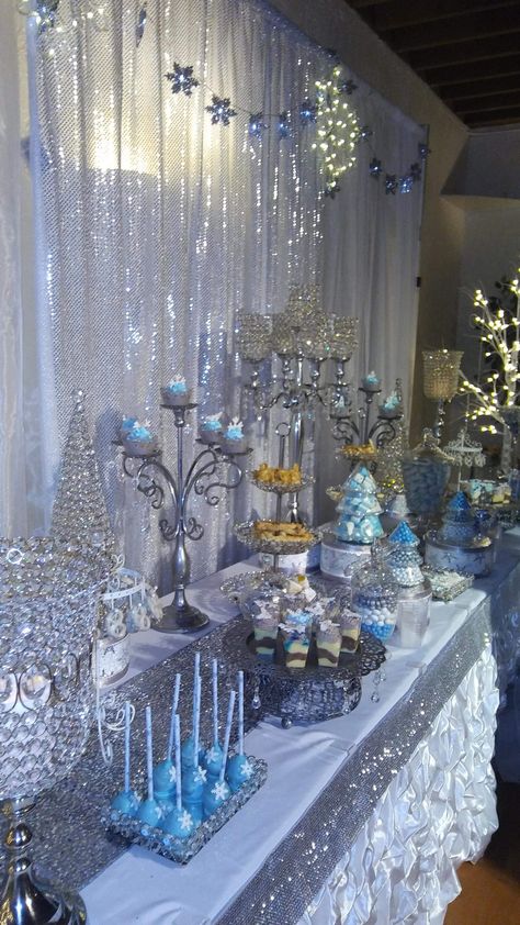 Winter Wonderland Quince, Quinceanera Winter Wonderland, Wonderland Wedding Decorations, Baby Blue Quinceanera, Sweet 16 Winter Wonderland, Cinderella Quinceanera Themes, Sweet 16 Winter, Winter Wonderland Wedding Theme, Cinderella Quinceanera