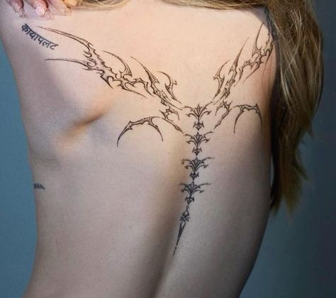 Dove Cameron Back Tattoo, Aphrodite Tattoo, Dove Cameron Tattoo, Bff Tattoos, Creepy Tattoos, Spooky Tattoos, Best Tattoo Designs, Black Ink Tattoos, Back Tattoos