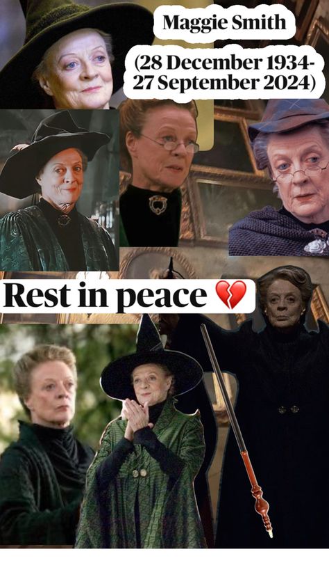 Maggie Smith - the actress of professor (Minerva)  McGonagall has passed away today 💔😓😭😫😩😖 Professor Minerva Mcgonagall, Professor Mcgonagall, Minerva Mcgonagall, Maggie Smith, Rest In Peace, Motion Picture, We Need, Harry Potter, Actresses