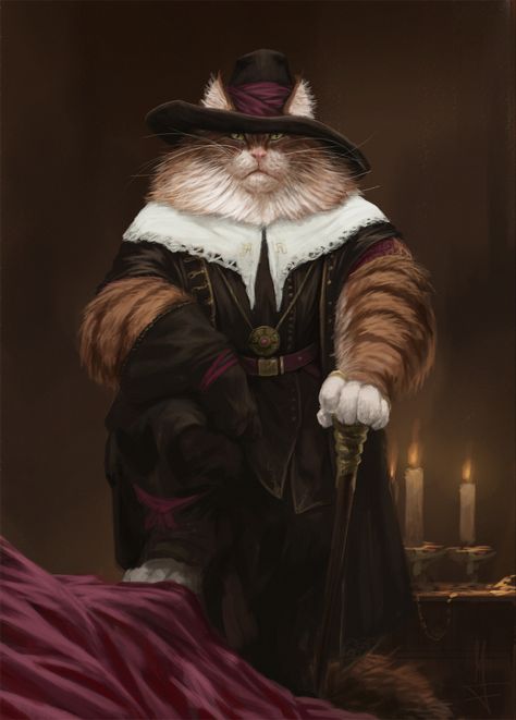 ArtStation - Anastasius Rodemanen, Great Merchant of Montetorto, Mirko Failoni Roleplay Characters, Dungeons And Dragons Characters, Cat Character, Geek Art, Dnd Art, Wow Art, Fantasy Rpg, Creature Concept, Dnd Characters