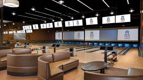 Film Alley | Brunswick Bowling Brunswick Bowling, Bowling Center, Arcade Game Room, Movie Theatre, National Stadium, Bowling Alley, Lounge Design, Arcade Game, Family Heirloom