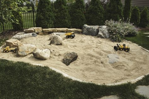 Sandpit Edging Ideas, Sunken Sandpit, Garden Sandpit, Garden Sandpit Ideas, Sandbox Aesthetic, Backyard Sandpit, Built In Sand Pit, Sandpit Storage, Garden Kids