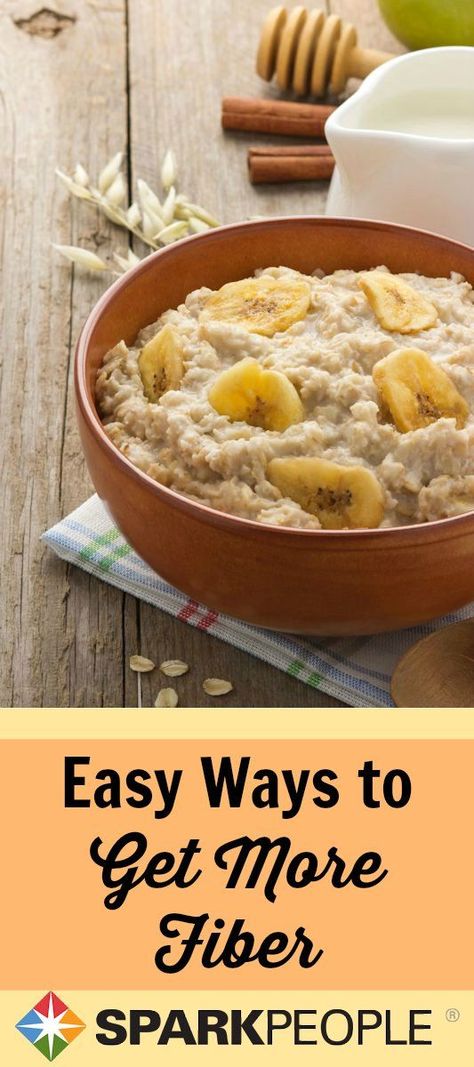 Delicious Ways to Boost Fiber Intake. Want to up your fiber intake for your health? Check out these fiber-full foods. | via @SparkPeople Starbucks Oatmeal, Wheat Free Bread, Sliced Banana, Lean Meals, Nutrition Articles, Food Swap, Banana Oatmeal, Essential Nutrients, Low Fat Recipes