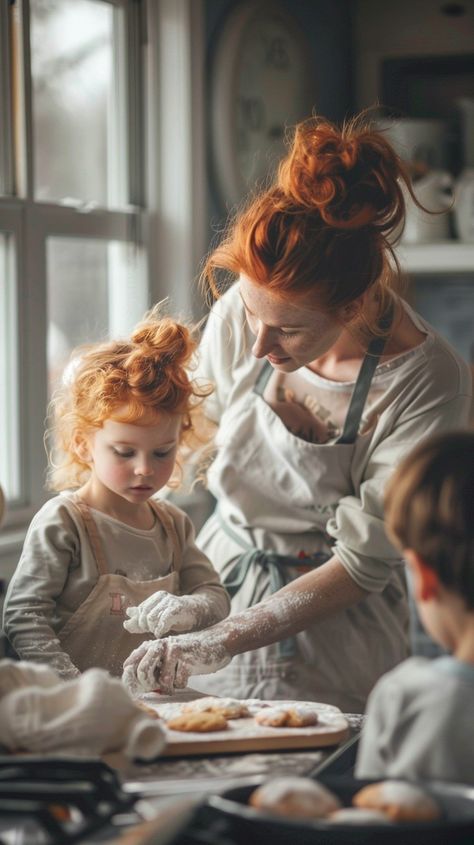 Family Baking Together: A tender moment in the kitchen with a mother and her children engaging in baking. #baking #family #kitchen #motherhood #children #aiart #aiphoto #stockcake ⬇️ Download and 📝 Prompt 👉 https://ayr.app/l/TYn4 Mom Baking Aesthetic, Kids Baking Photoshoot, Family Baking Photoshoot, Resurrection Cookies, Baking Together, Baking With Toddlers, Easter Book, Moms Photography, Grandma Cooking