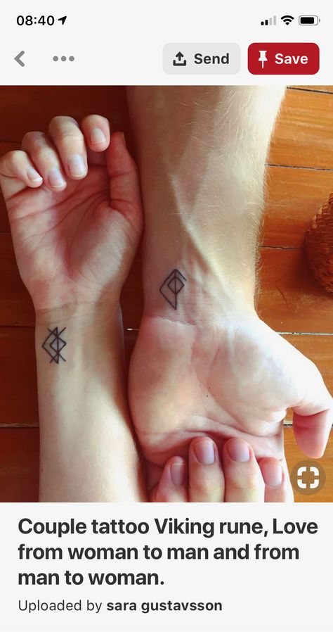 Greek Mythology Couple Tattoos, Couples Rune Tattoos, Nordic Couple Tattoo, Norwegian Tattoo, Greek Symbol Tattoo, T Rex Tattoo, Marriage Tattoos, Pair Tattoos, Partner Tattoos