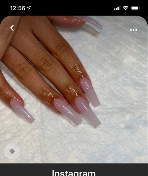 Blush Pink Acrylic Nails, Clear White Acrylic Nails, Long Coffin Nails Acrylics, Pink French Tip Nails Acrylics, Pink Clear Acrylic Nails, Clear Long Nails, Cute Simple Nails Acrylic, White Clear Nails, Simple Long Acrylic Nails