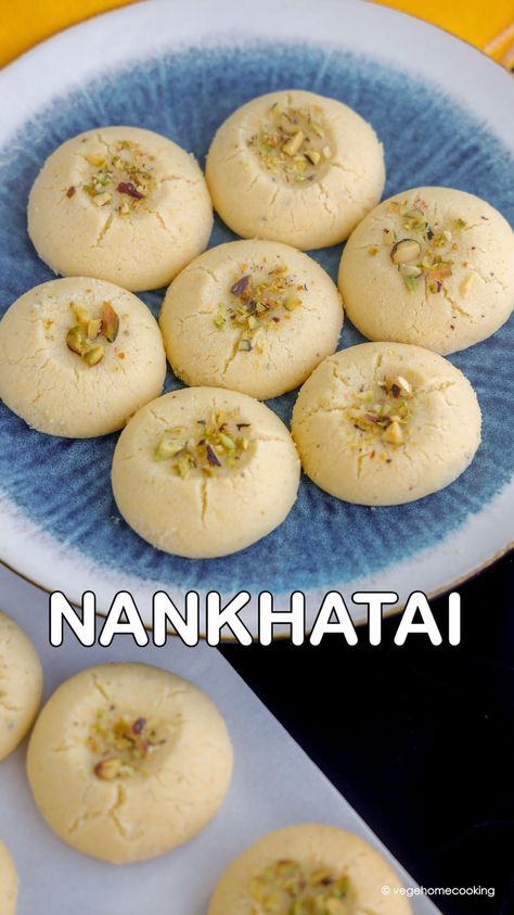 Nankhatai / Nankhatai Recipe Vege home cooking Nankhatai Recipe, Indian Vegetable Recipes, Indian Cookies, Eggless Cookie Recipes, Vegan Biscuits, Chaat Recipe, Indian Dessert Recipes, Indian Desserts, Indian Sweets