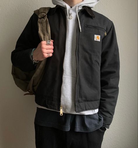 Mens Carhartt Jacket Outfit, Carhartt Hoodie Outfit, Carhartt Fits, Bf Outfits, Mens Carhartt Jacket, Mens Workwear Jacket, Carhartt Jacket Outfit, Carhartt Outfit, Shirt Jacket Outfit