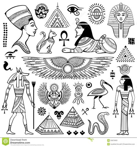 Set Of Vector Egypt Symbols Stock Vector - Illustration of ancient, icon: 53679403 Symbols And Their Meanings, Starověký Egypt, Egypt Tattoo, Ancient Egypt Art, Egyptian Tattoo, Egyptian Symbols, Egypt Art, Tutankhamun, Egyptian Goddess