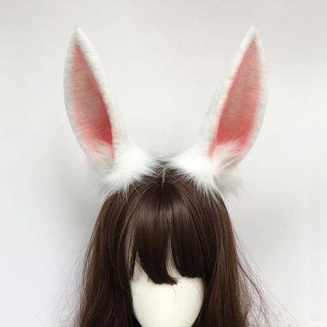 Bunny Ears And Tail, Bunny Ear Headband, Cute Kawaii Outfits, Handmade Rabbit, White And Black Cat, Bunny Ears Headband, Kids Winter Fashion, Fox Ears, Rabbit Ears