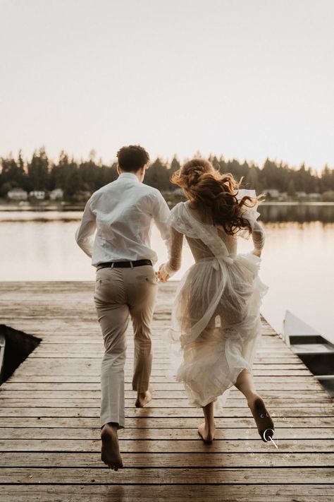 I had the privilege of shooting this sweet Snohomish, WA elopement for my cousin! It was a beautiful day and I was so glad to celebrate with them, featuring a vintage wedding dress, a spontaneous jump in the lake, dockside vow exchange, intimate reception, laid back celebration. Lake Wedding Pictures, Dockside Wedding, Water Engagement Photos, Lake Wedding Photos, Cousin It, Intimate Reception, Vow Exchange, Lake Engagement Photos, Boathouse Wedding