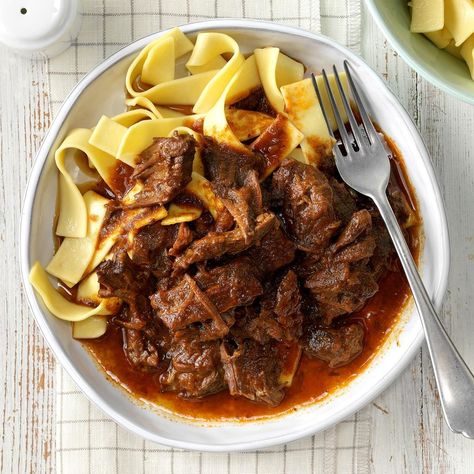 I always think of goulash from living in Germany when my father was in the Army there. We had a German friend who didn't speak English, but she would always bring us her traditional dishes to try and this was one of my favorites. I'm sure she cooked it in the oven or on top of the stove for hours, but having a pressure cooker speeds up the time so it's ready in less than an hour. —Johnna Johnson, Scottsdale, Arizona German Goulash, Hungarian Goulash, Goulash Recipe, Beef Goulash, Oktoberfest Food, Goulash Recipes, Best Instant Pot Recipe, Recipes Instant Pot, Instant Pot Dinner